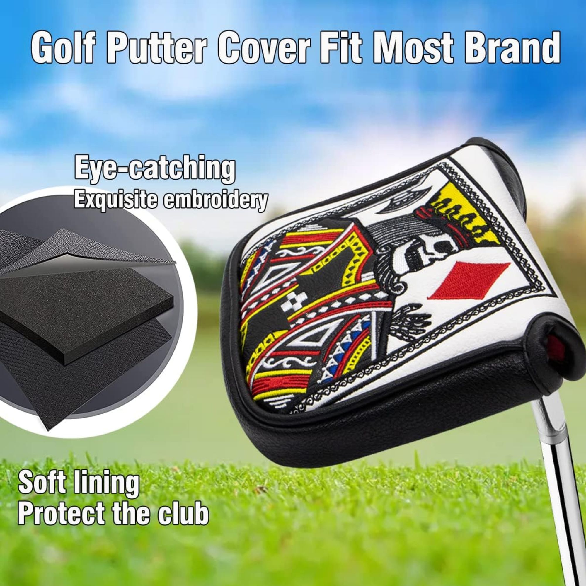 King Of Hearts Embroidered Mal - Golf Tees ulasan dan harga