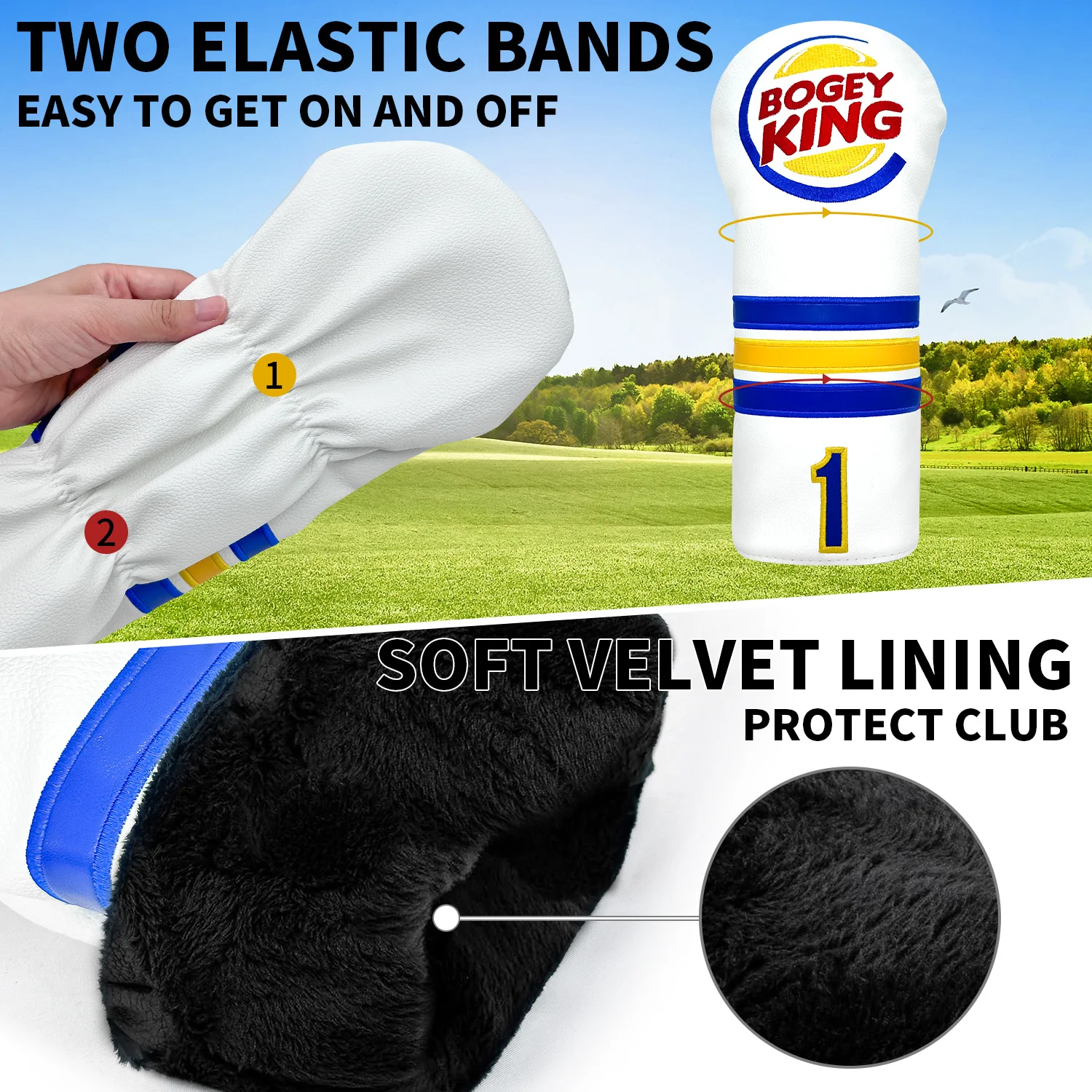 White Golf Club Head Cover Fas - Golf Driver ulasan dan harga