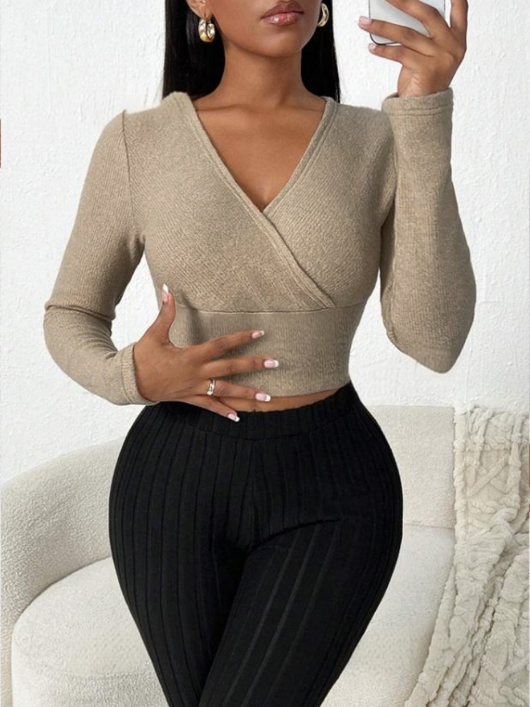 Women Long Sleeve Crop Top V N - Golf Tees ulasan dan harga