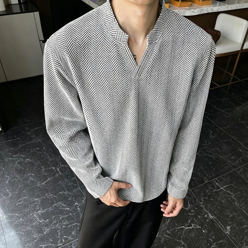 Mens Notched V Neck Long Sleev - Golf Tees ulasan dan harga