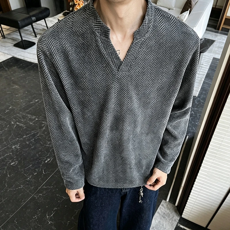 Mens Notched V Neck Long Sleev - Golf Tees ulasan dan harga